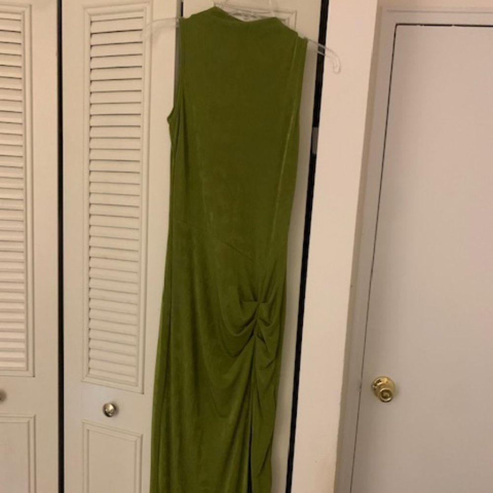 Mica's- Size Medium- High Neck Green Slit Dress